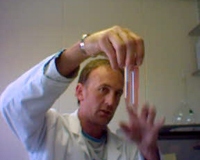 Separated tissue solution with congealed fat (lupin) and red blood cells